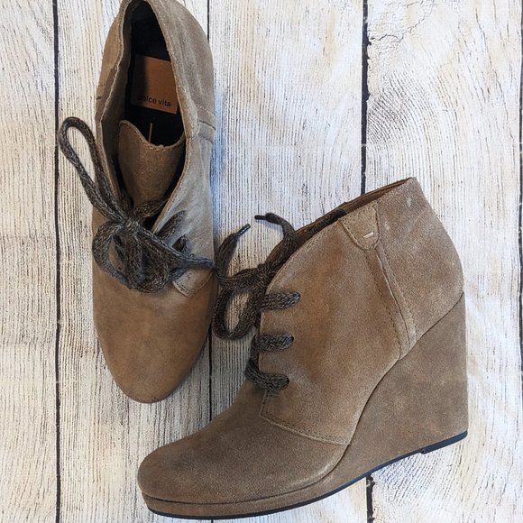 DV BY DOLCE VITA Gael Suede Wedge Booties Taupe SZ 10 - Picture 4 of 8